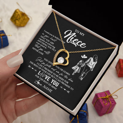 Forever Love Necklace 18K Yellow Gold Finish | 2 | Personalized To My Niece Necklace You Will Never Lose From Aunt Auntie Niece Birthday Gifts Graduation Christmas Customized Gift Box Message Card | siriusteestore