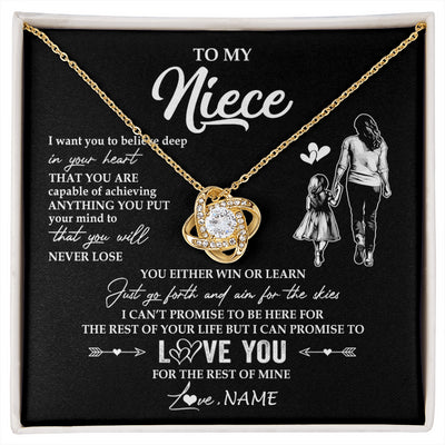 Love Knot Necklace 18K Yellow Gold Finish | 1 | Personalized To My Niece Necklace You Will Never Lose From Aunt Auntie Niece Birthday Gifts Graduation Christmas Customized Gift Box Message Card | siriusteestore