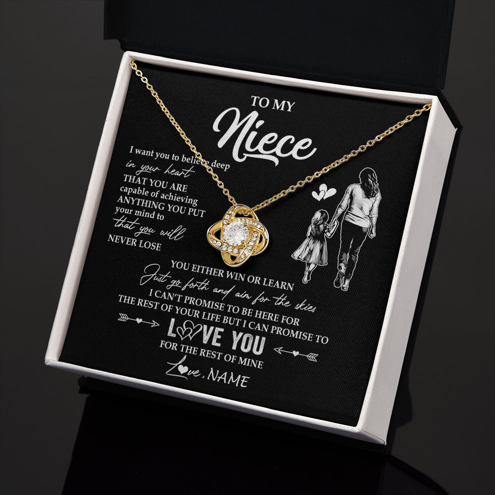 Love Knot Necklace 18K Yellow Gold Finish | 2 | Personalized To My Niece Necklace You Will Never Lose From Aunt Auntie Niece Birthday Gifts Graduation Christmas Customized Gift Box Message Card | siriusteestore