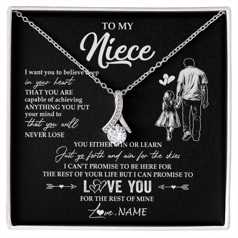 Alluring Beauty Necklace 14K White Gold Finish | 1 | Personalized To My Niece Necklace You Will Never Lose From Uncle Niece Birthday Gifts Graduation Christmas Customized Gift Box Message Card | siriusteestore