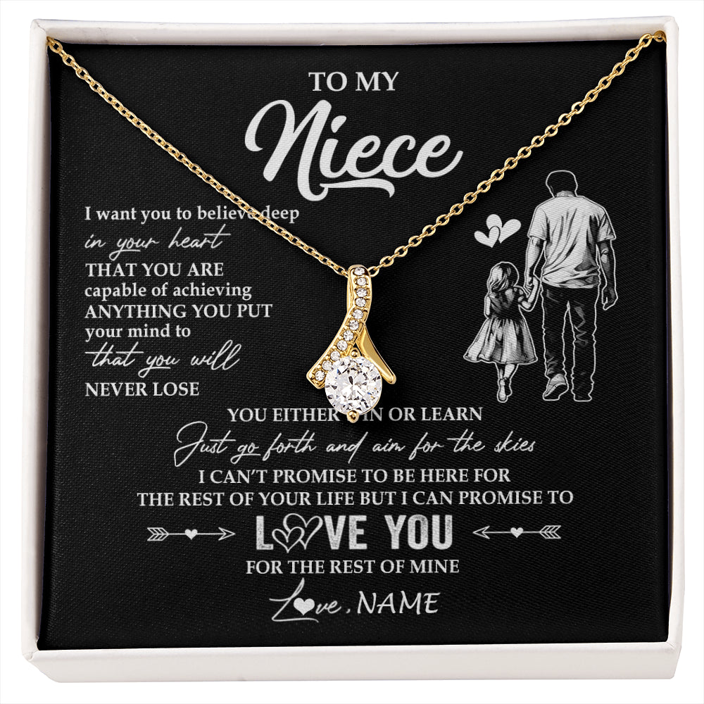 Alluring Beauty Necklace 18K Yellow Gold Finish | 1 | Personalized To My Niece Necklace You Will Never Lose From Uncle Niece Birthday Gifts Graduation Christmas Customized Gift Box Message Card | siriusteestore