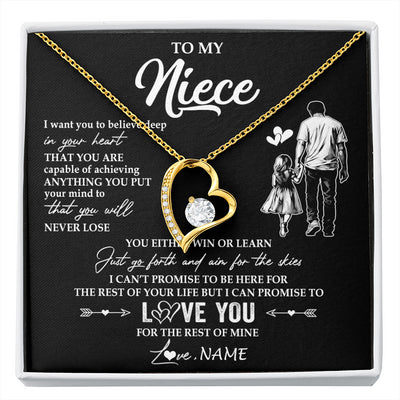 Forever Love Necklace 18K Yellow Gold Finish | 1 | Personalized To My Niece Necklace You Will Never Lose From Uncle Niece Birthday Gifts Graduation Christmas Customized Gift Box Message Card | siriusteestore