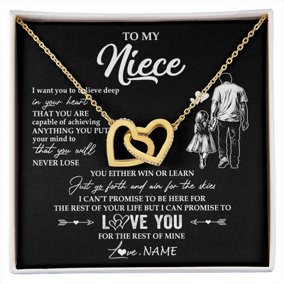 Interlocking Hearts Necklace 18K Yellow Gold Finish | 1 | Personalized To My Niece Necklace You Will Never Lose From Uncle Niece Birthday Gifts Graduation Christmas Customized Gift Box Message Card | siriusteestore