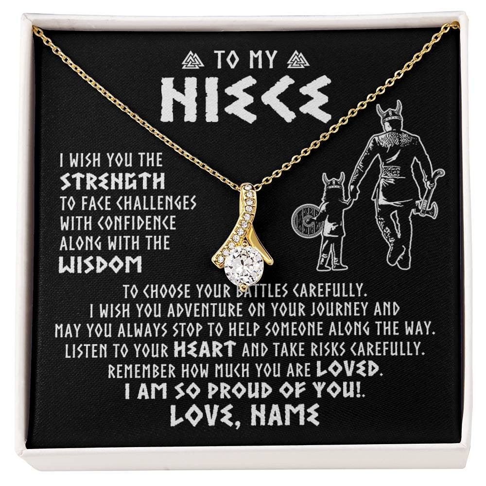 Alluring Beauty Necklace 18K Yellow Gold Finish | 1 | Personalized To My Niece Viking Necklace From Uncle I Am So Proud Of You Runes Viking Niece Birthday Christmas Customized Gift Box Message Card | siriusteestore
