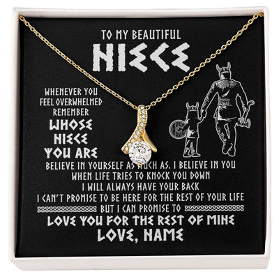 Alluring Beauty Necklace 18K Yellow Gold Finish | 1 | Personalized To My Niece Viking Necklace From Uncle Whenever You Feel Overwhelmed Niece Birthday Christmas Jewelry Customized Gift Message Card | siriusteestore