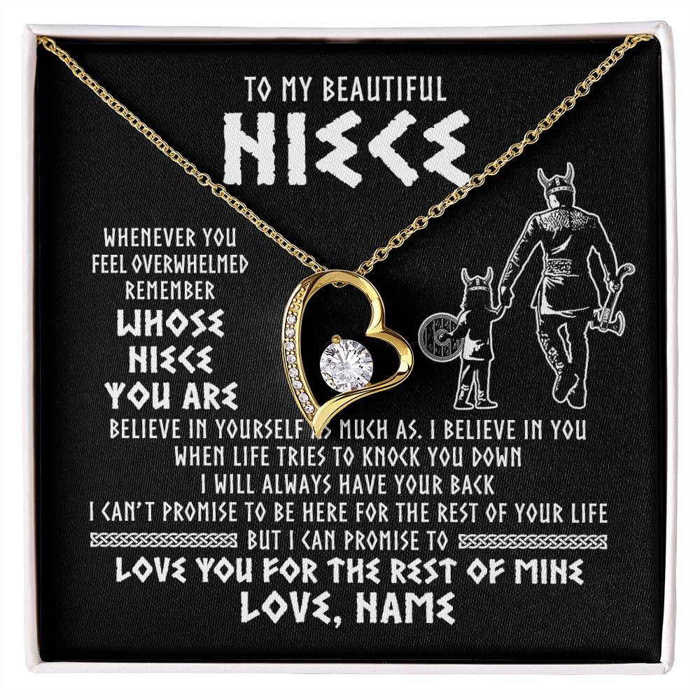 Forever Love Necklace 18K Yellow Gold Finish | 1 | Personalized To My Niece Viking Necklace From Uncle Whenever You Feel Overwhelmed Niece Birthday Christmas Jewelry Customized Gift Message Card | siriusteestore