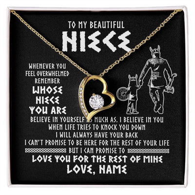 Forever Love Necklace 18K Yellow Gold Finish | 1 | Personalized To My Niece Viking Necklace From Uncle Whenever You Feel Overwhelmed Niece Birthday Christmas Jewelry Customized Gift Message Card | siriusteestore