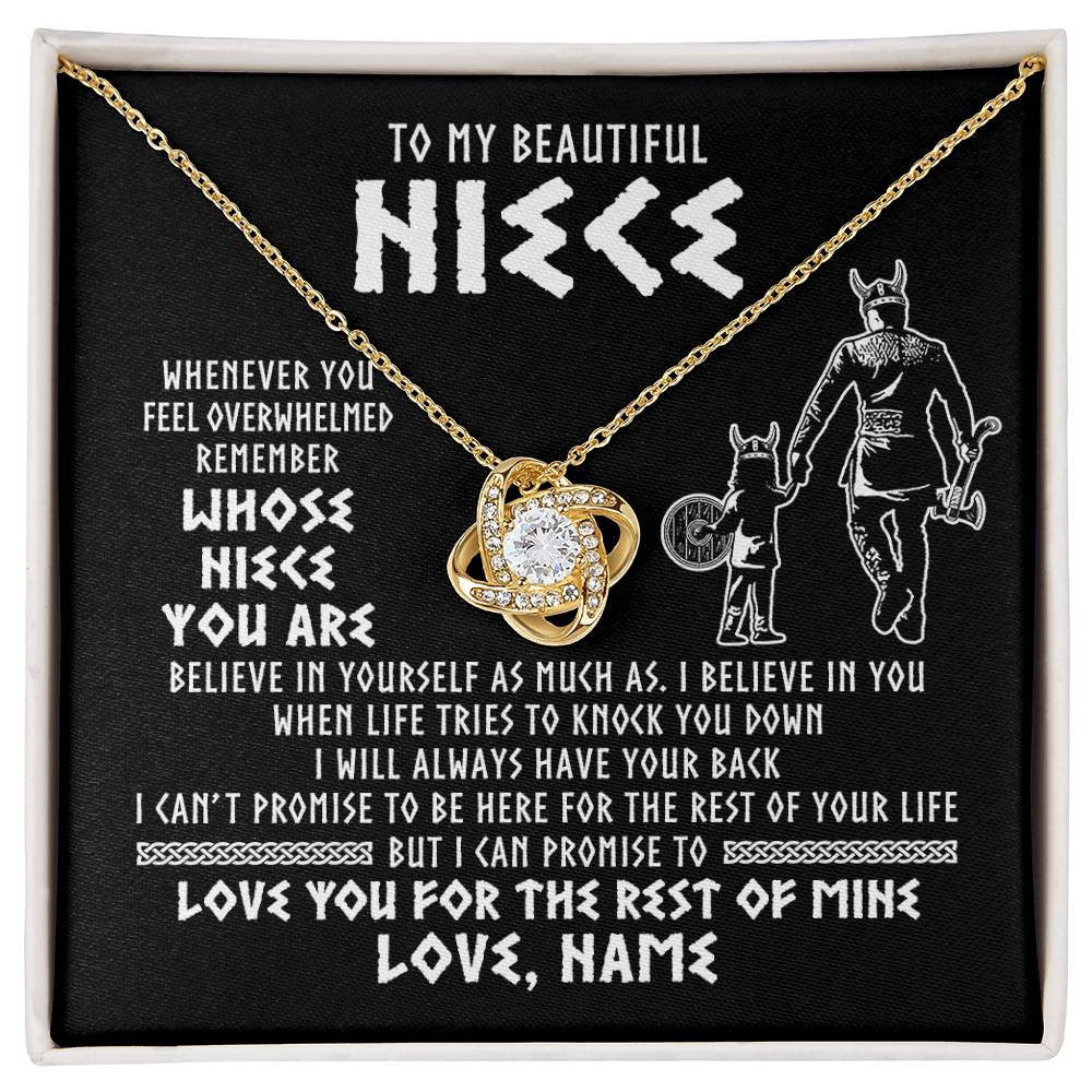 Love Knot Necklace 18K Yellow Gold Finish | 1 | Personalized To My Niece Viking Necklace From Uncle Whenever You Feel Overwhelmed Niece Birthday Christmas Jewelry Customized Gift Message Card | siriusteestore