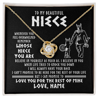 Love Knot Necklace 18K Yellow Gold Finish | 1 | Personalized To My Niece Viking Necklace From Uncle Whenever You Feel Overwhelmed Niece Birthday Christmas Jewelry Customized Gift Message Card | siriusteestore