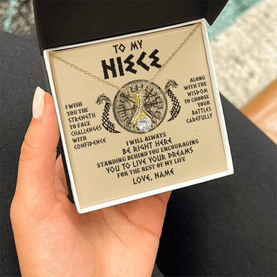 Alluring Beauty Necklace 18K Yellow Gold Finish | 2 | Personalized To My Niece Viking Necklace I Wish You The Strength Scandinavian Norse Runes Viking For Women Birthday Christmas Customized Gift Box Message Card | siriusteestore