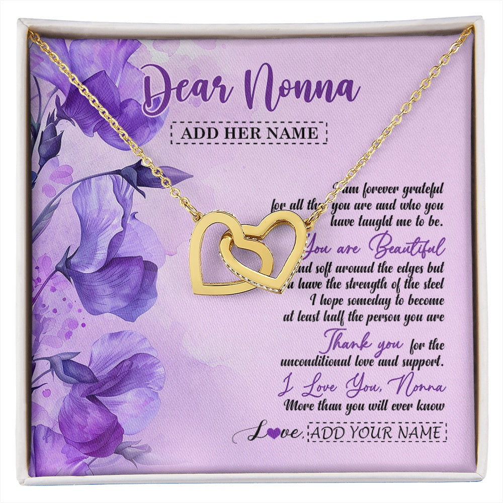 Interlocking Hearts Necklace 18K Yellow Gold Finish | 1 | Personalized To My Nonna Gifts From Granddaughter Necklace Flower You Are Beautiful Gifts For Nonna Mothers Day Birthday Christmas Gift Box Message Card | siriusteestore.myshopify