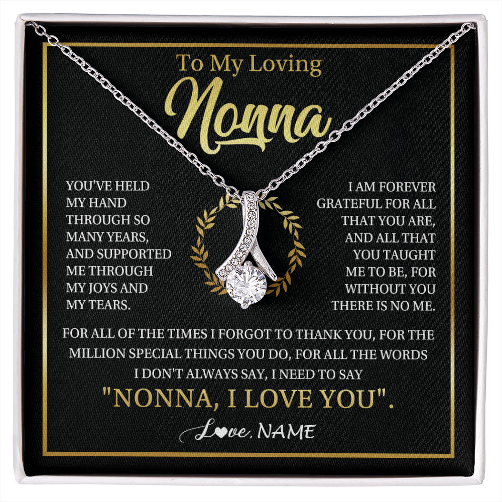 Alluring Beauty Necklace 14K White Gold Finish | 1 | Personalized To My Nonna Gifts Necklace From Granddaughter Grandson Grateful Thank You Nonna Birthday Mothers Day Christmas Customized Gift Box Message Card | siriusteestore