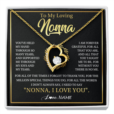 Forever Love Necklace 18K Yellow Gold Finish | 1 | Personalized To My Nonna Gifts Necklace From Granddaughter Grandson Grateful Thank You Nonna Birthday Mothers Day Christmas Customized Gift Box Message Card | siriusteestore