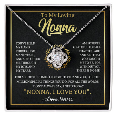 Love Knot Necklace 14K White Gold Finish | 1 | Personalized To My Nonna Gifts Necklace From Granddaughter Grandson Grateful Thank You Nonna Birthday Mothers Day Christmas Customized Gift Box Message Card | siriusteestore