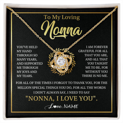 Love Knot Necklace 18K Yellow Gold Finish | 1 | Personalized To My Nonna Gifts Necklace From Granddaughter Grandson Grateful Thank You Nonna Birthday Mothers Day Christmas Customized Gift Box Message Card | siriusteestore