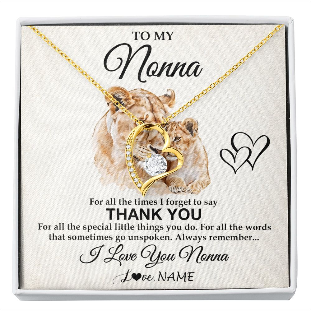 Forever Love Necklace 18K Yellow Gold Finish | 1 | Personalized To My Nonna Necklace From Granddaughter Grandson Thank You Lion Nonna Gift For Mothers Day Birthday Gift Christmas For Nonna Gift Box Message Card | siriusteestore