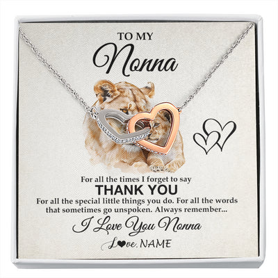 Interlocking Hearts Necklace Stainless Steel & Rose Gold Finish | 1 | Personalized To My Nonna Necklace From Granddaughter Grandson Thank You Lion Nonna Gift For Mothers Day Birthday Gift Christmas For Nonna Gift Box Message Card | siriusteestore
