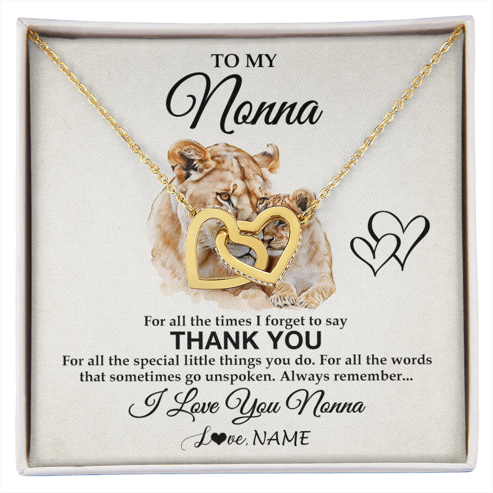 Interlocking Hearts Necklace 18K Yellow Gold Finish | 1 | Personalized To My Nonna Necklace From Granddaughter Grandson Thank You Lion Nonna Gift For Mothers Day Birthday Gift Christmas For Nonna Gift Box Message Card | siriusteestore