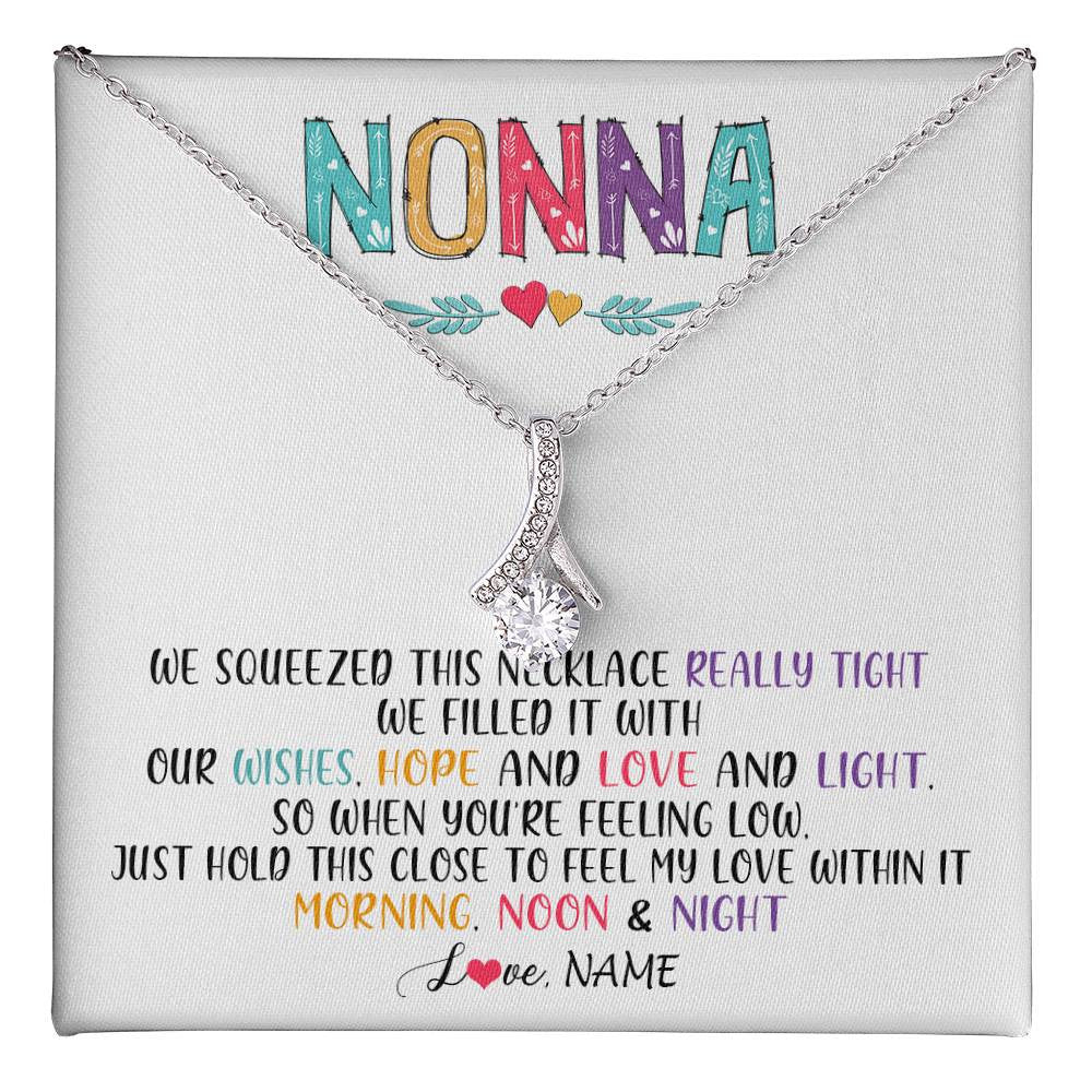Alluring Beauty Necklace 14K White Gold Finish | 1 | Personalized To My Nonna Necklace From Grandkids Granddaughter We Squeezed This Necklace Nonna Birthday Mothers Day Jewelry Customized Gift Box Message Card | siriusteestore