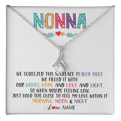 Alluring Beauty Necklace 14K White Gold Finish | 1 | Personalized To My Nonna Necklace From Grandkids Granddaughter We Squeezed This Necklace Nonna Birthday Mothers Day Jewelry Customized Gift Box Message Card | siriusteestore