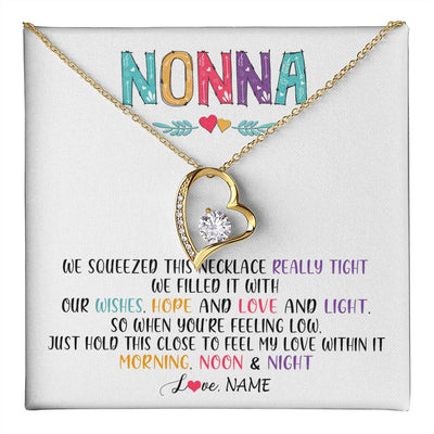 Forever Love Necklace 18K Yellow Gold Finish | 1 | Personalized To My Nonna Necklace From Grandkids Granddaughter We Squeezed This Necklace Nonna Birthday Mothers Day Jewelry Customized Gift Box Message Card | siriusteestore