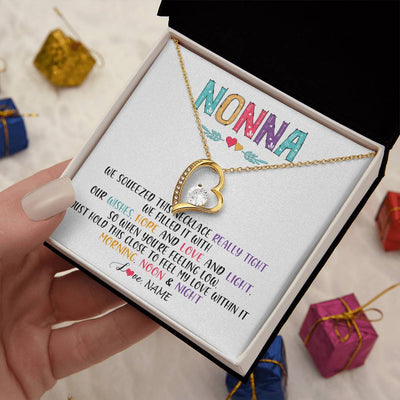Forever Love Necklace 18K Yellow Gold Finish | 2 | Personalized To My Nonna Necklace From Grandkids Granddaughter We Squeezed This Necklace Nonna Birthday Mothers Day Jewelry Customized Gift Box Message Card | siriusteestore
