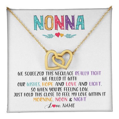 Interlocking Hearts Necklace 18K Yellow Gold Finish | 1 | Personalized To My Nonna Necklace From Grandkids Granddaughter We Squeezed This Necklace Nonna Birthday Mothers Day Jewelry Customized Gift Box Message Card | siriusteestore