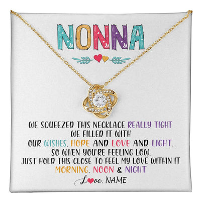 Love Knot Necklace 18K Yellow Gold Finish | 1 | Personalized To My Nonna Necklace From Grandkids Granddaughter We Squeezed This Necklace Nonna Birthday Mothers Day Jewelry Customized Gift Box Message Card | siriusteestore