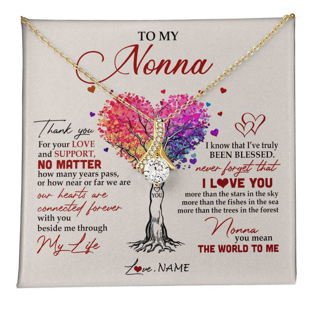 Alluring Beauty Necklace 18K Yellow Gold Finish | 1 | Personalized To My Nonna Necklace From Grandkids Never Forget That I Love You You Mean The World Nonna Birthday Mothers Day Jewelry Customized Gift Box Message Card | siriusteestore