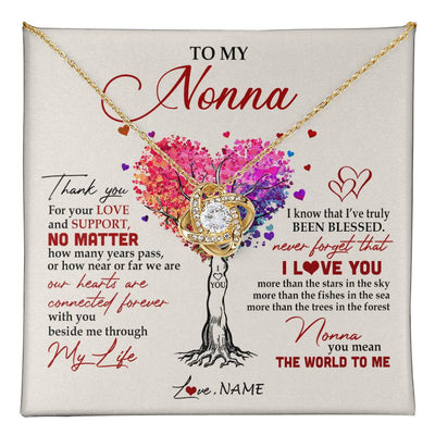 Love Knot Necklace 18K Yellow Gold Finish | 1 | Personalized To My Nonna Necklace From Grandkids Never Forget That I Love You You Mean The World Nonna Birthday Mothers Day Jewelry Customized Gift Box Message Card | siriusteestore