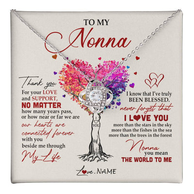 Love Knot Necklace 14K White Gold Finish | 1 | Personalized To My Nonna Necklace From Grandkids Never Forget That I Love You You Mean The World Nonna Birthday Mothers Day Jewelry Customized Gift Box Message Card | siriusteestore