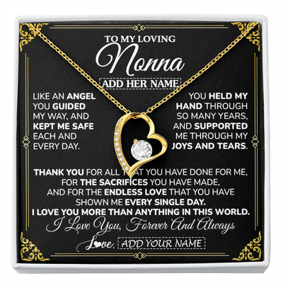 Forever Love Necklace 18K Yellow Gold Finish | 1 | Personalized To My Nonna Necklace Gifts Meaningful Gift To Nonna From Granddaughter Without You There Is No Me Mothers Day Birthday Gift Box Message Card | https://siriusteestore.
