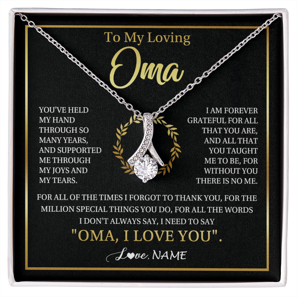 Alluring Beauty Necklace 14K White Gold Finish | 1 | Personalized To My Oma Gifts Necklace From Granddaughter Grandson Grateful Thank You Oma Birthday Mothers Day Christmas Customized Gift Box Message Card | siriusteestore