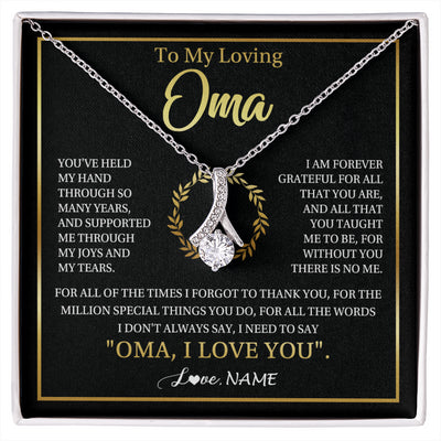 Alluring Beauty Necklace 14K White Gold Finish | 1 | Personalized To My Oma Gifts Necklace From Granddaughter Grandson Grateful Thank You Oma Birthday Mothers Day Christmas Customized Gift Box Message Card | siriusteestore