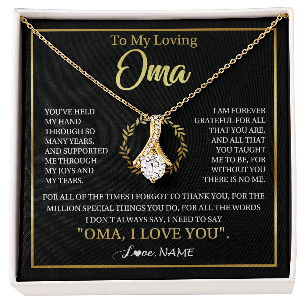 Alluring Beauty Necklace 18K Yellow Gold Finish | 1 | Personalized To My Oma Gifts Necklace From Granddaughter Grandson Grateful Thank You Oma Birthday Mothers Day Christmas Customized Gift Box Message Card | siriusteestore