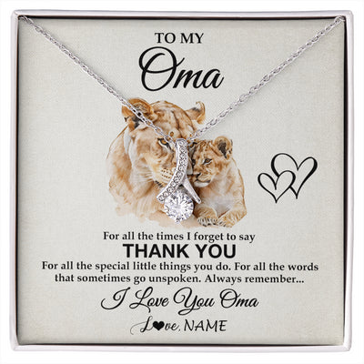 Alluring Beauty Necklace 14K White Gold Finish | 1 | Personalized To My Oma Necklace From Granddaughter Grandson Thank You Lion Oma Gift For Mothers Day Birthday Gift Christmas For Oma Gift Box Message Card | siriusteestore