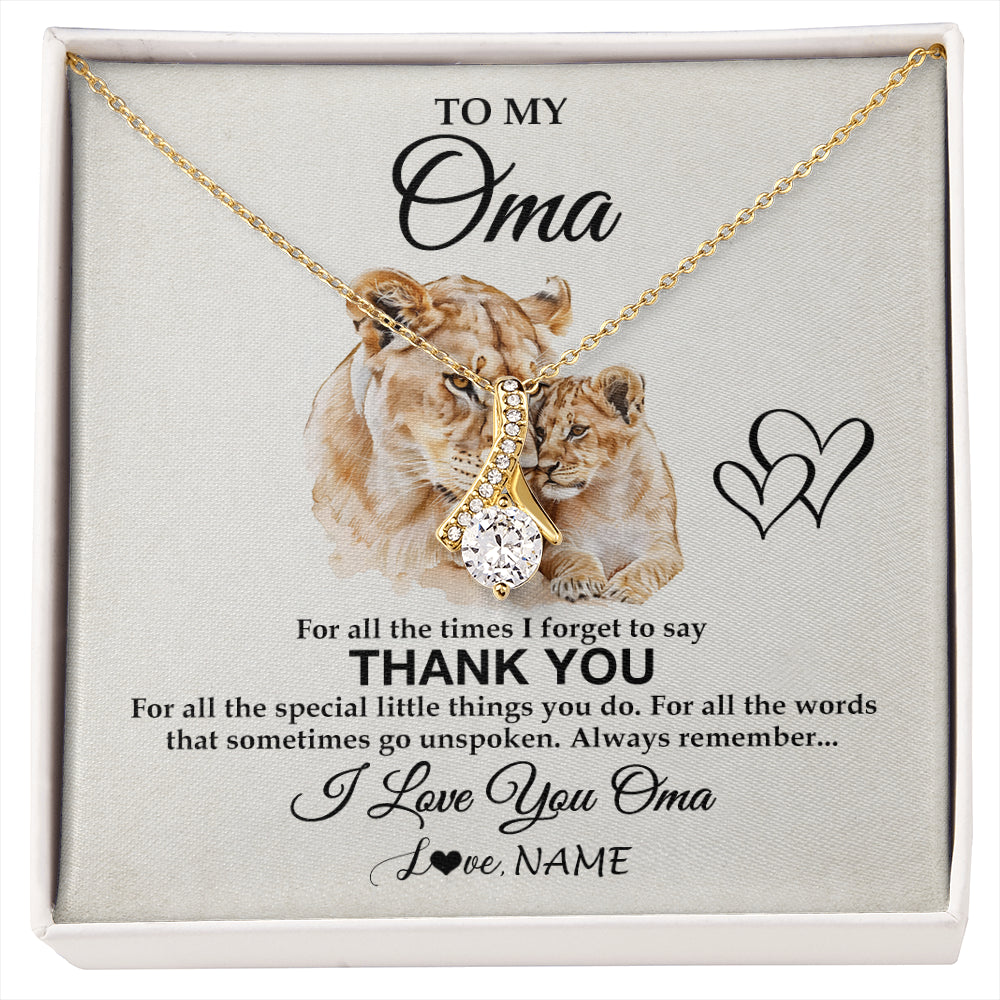 Alluring Beauty Necklace 18K Yellow Gold Finish | 1 | Personalized To My Oma Necklace From Granddaughter Grandson Thank You Lion Oma Gift For Mothers Day Birthday Gift Christmas For Oma Gift Box Message Card | siriusteestore
