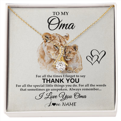 Alluring Beauty Necklace 18K Yellow Gold Finish | 1 | Personalized To My Oma Necklace From Granddaughter Grandson Thank You Lion Oma Gift For Mothers Day Birthday Gift Christmas For Oma Gift Box Message Card | siriusteestore