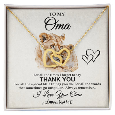 Interlocking Hearts Necklace 18K Yellow Gold Finish | 1 | Personalized To My Oma Necklace From Granddaughter Grandson Thank You Lion Oma Gift For Mothers Day Birthday Gift Christmas For Oma Gift Box Message Card | siriusteestore
