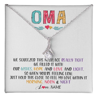 Alluring Beauty Necklace 14K White Gold Finish | 1 | Personalized To My Oma Necklace From Grandkids Granddaughter We Squeezed This Necklace Oma Birthday Mothers Day Christmas Customized Gift Box Message Card | siriusteestore