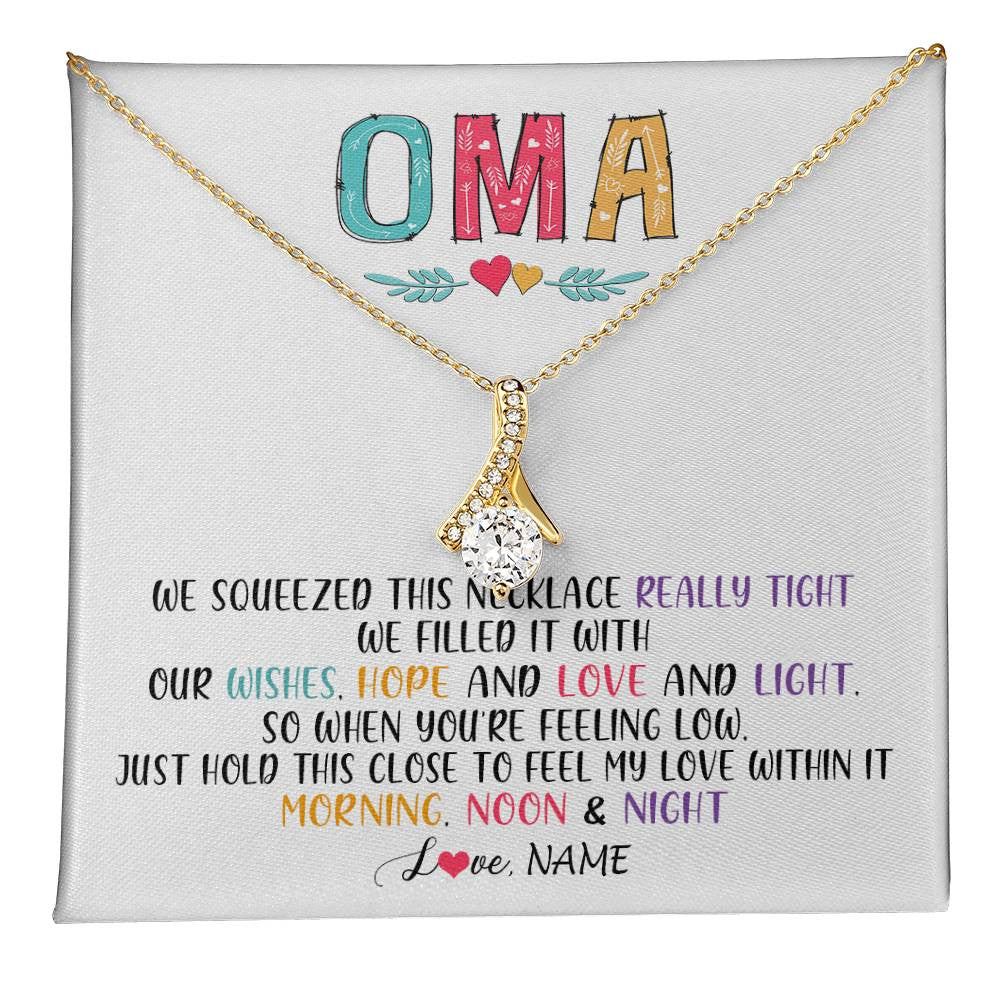 Alluring Beauty Necklace 18K Yellow Gold Finish | 1 | Personalized To My Oma Necklace From Grandkids Granddaughter We Squeezed This Necklace Oma Birthday Mothers Day Christmas Customized Gift Box Message Card | siriusteestore