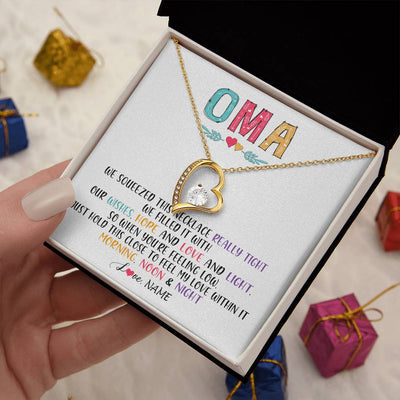 Forever Love Necklace 18K Yellow Gold Finish | 2 | Personalized To My Oma Necklace From Grandkids Granddaughter We Squeezed This Necklace Oma Birthday Mothers Day Christmas Customized Gift Box Message Card | siriusteestore