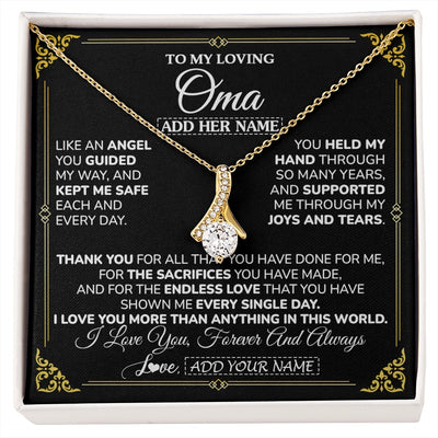 Alluring Beauty Necklace 18K Yellow Gold Finish | 1 | Personalized To My Oma Necklace Gifts Meaningful Gift To Oma From Granddaughter Without You There Is No Me Mothers Day Birthday Gift Box Message Card | https://siriusteestore.