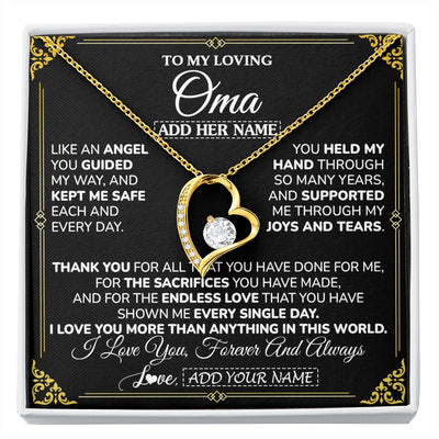 Forever Love Necklace 18K Yellow Gold Finish | 1 | Personalized To My Oma Necklace Gifts Meaningful Gift To Oma From Granddaughter Without You There Is No Me Mothers Day Birthday Gift Box Message Card | https://siriusteestore.
