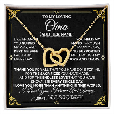 Interlocking Hearts Necklace 18K Yellow Gold Finish | 1 | Personalized To My Oma Necklace Gifts Meaningful Gift To Oma From Granddaughter Without You There Is No Me Mothers Day Birthday Gift Box Message Card | https://siriusteestore.