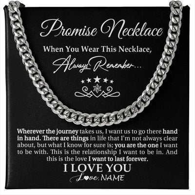 Cuban Link Chain Necklace Stainless Steel | 1 | Personalized To My Promise Necklace For Boyfiend I Love You Gift Ideas For Boyfriend Birthday Anniversary Day Christmas Customized Gift Box Message Card | siriusteestore