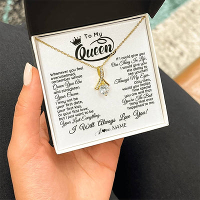 Alluring Beauty Necklace 18K Yellow Gold Finish | 2 | Personalized To My Queen Necklace From Husband Whenever You Feel Overwhelmed Soulmate Wife Valentines Day Birthday Christmas Customized Gift Box Message Card | siriusteestore