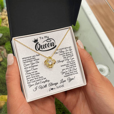 Love Knot Necklace 18K Yellow Gold Finish | 2 | Personalized To My Queen Necklace From Husband Whenever You Feel Overwhelmed Soulmate Wife Valentines Day Birthday Christmas Customized Gift Box Message Card | siriusteestore