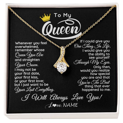 Alluring Beauty Necklace 18K Yellow Gold Finish | 1 | Personalized To My Queen Necklace From Husband Whenever You Feel Overwhelmed Wife Soulmate Valentines Day Birthday Christmas Customized Gift Box Message Card | siriusteestore