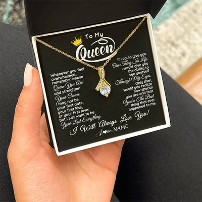 Alluring Beauty Necklace 18K Yellow Gold Finish | 2 | Personalized To My Queen Necklace From Husband Whenever You Feel Overwhelmed Wife Soulmate Valentines Day Birthday Christmas Customized Gift Box Message Card | siriusteestore